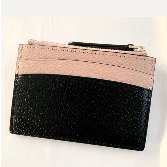 NWT Kate Spade leather zip card wallet black blush - Picture 4 of 7